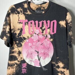 Popular Poison Tie Dye w Tokyo Cherry Blossom Print 100% Cotton Tee SZ XL